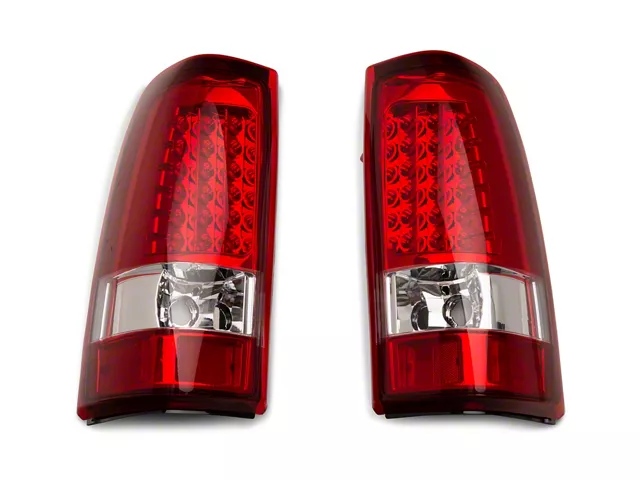 LED Tail Lights; Chrome Housing; Red/Clear Lens (99-02 Silverado 1500 Fleetside)