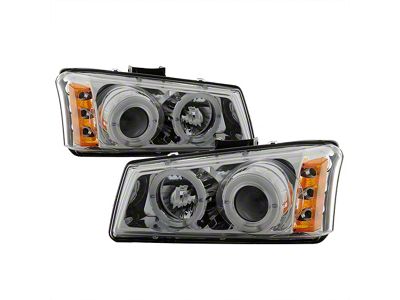 LED Halo Projector Headlights; Chrome Housing; Clear Lens (03-06 Silverado 1500)