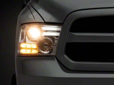 Light Bar DRL Projector Headlights; Chrome Housing; Clear Lens (09-18 RAM 1500)