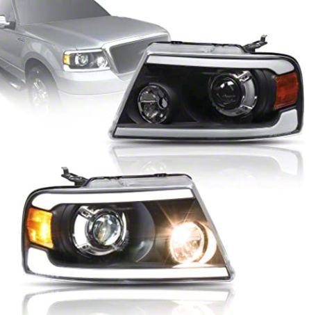 Raxiom Axial Series LED Projector Headlights; Black Housing; Clear Lens (04-08 F-150)