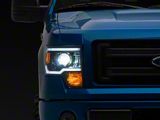Raxiom Axial Series LED Projector Headlights with Sequential LED Light Bar; Black Housing; Clear Lens (09-14 F-150 w/ Factory Halogen Headlights)