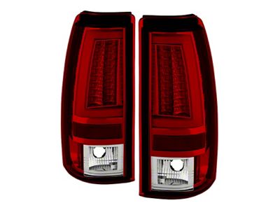 Version 2 LED Tail Lights; Chrome Housing; Red/Clear Lens (03-06 Silverado 1500 Fleetside)