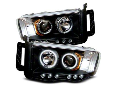 CCFL Halo Projector Headlights; Black Housing; Clear Lens (02-05 RAM 1500)