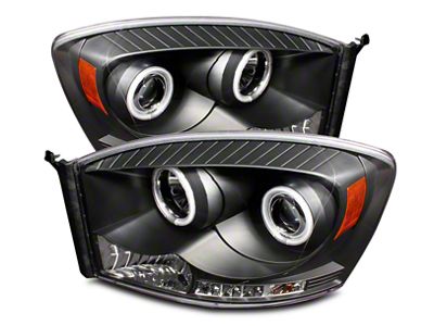 CCFL Halo Projector Headlights; Black Housing; Clear Lens (06-08 RAM 1500)