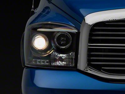 LED Halo Projector Headlights; Black Housing; Clear Lens (06-08 RAM 1500)