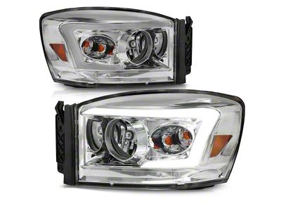 Raxiom Axial Series LED DRL Projector Headlights; Chrome Housing; Clear Lens (06-08 RAM 1500)