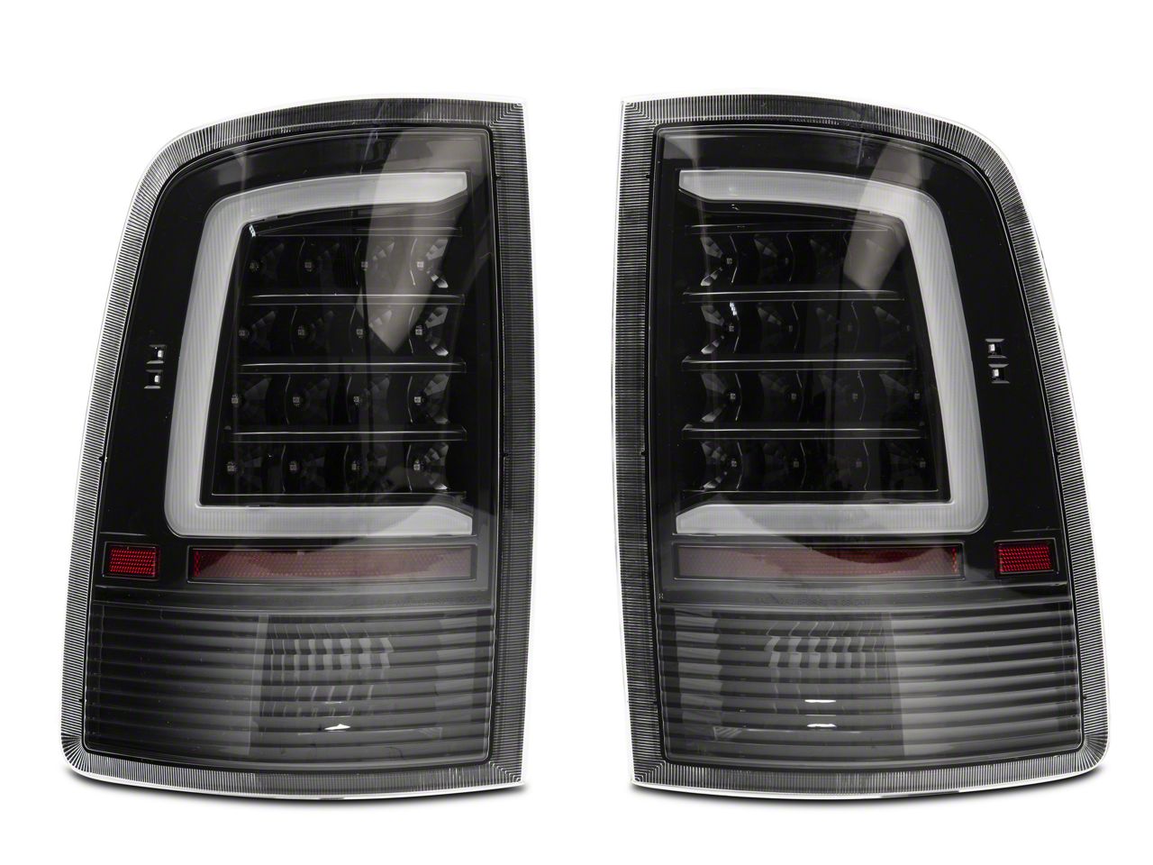 Raxiom RAM 1500 Axial Series LED Tail Lights; Black Housing; Clear