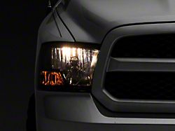 Raxiom Axial Series OEM Style Replacement Headlights with Single Bulb; Chrome Housing; Smoked Lens (09-18 RAM 1500 w/ Factory Halogen Non-Projector Headlights)