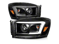 Raxiom Axial Series LED DRL Projector Headlights; Black Housing; Clear Lens (06-09 RAM 2500)