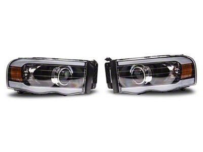 Raxiom Axial Series Proejctor Headlights with Sequential LED Bar; Black Housing; Clear Lens (03-05 RAM 2500)