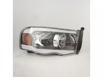 Raxiom Axial Series Projector Headlights with LED Bar; Black Housing; Clear Lens (03-05 RAM 2500)