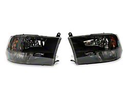 Raxiom Axial Series Euro Style Headlights with Dual Bulb; Black Housing; Clear Lens (10-18 RAM 3500 w/ Factory Halogen Non-Projector Headlights)