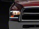 Raxiom Axial Series Headlights with LED Bar; Black Housing; Clear Lens (10-18 RAM 3500 w/ Factory Halogen Non-Projector Headlights)
