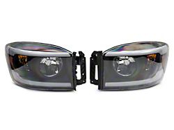 Raxiom Axial Series Headlights with Sequential LED Bar; Black Housing; Clear Lens (06-09 RAM 3500)