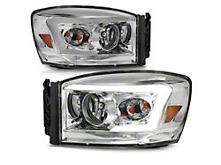 Raxiom Axial Series LED DRL Projector Headlights; Chrome Housing; Clear Lens (06-09 RAM 3500)