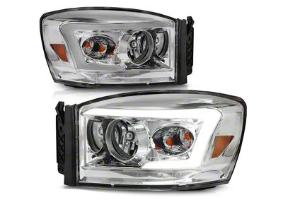 Raxiom Axial Series LED DRL Projector Headlights; Chrome Housing; Clear Lens (06-09 RAM 3500)