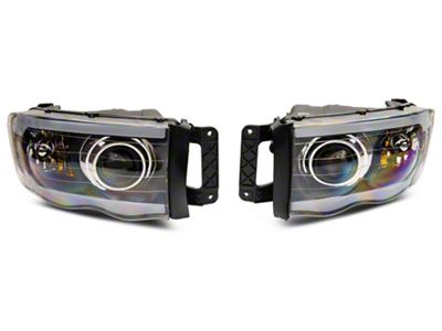 Raxiom Axial Series LED Projector Headlights with Sequential LED Bar; Black Housing; Clear Lens (03-05 RAM 3500)