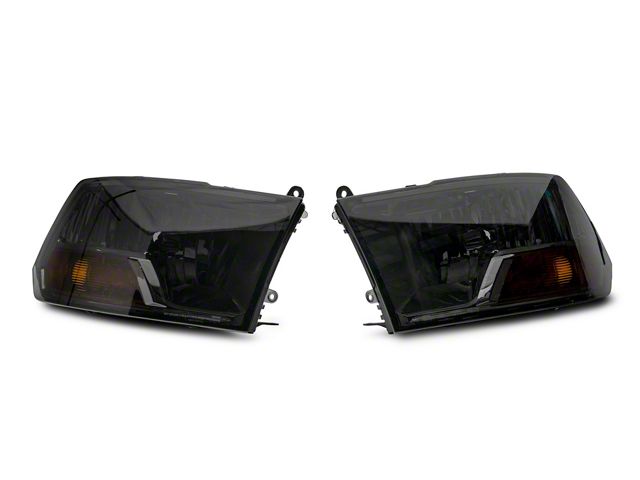 Raxiom Axial Series OEM Style Replacement Headlights with Single Bulb; Chrome Housing; Smoked Lens (10-18 RAM 3500 w/ Factory Halogen Non-Projector Headlights)