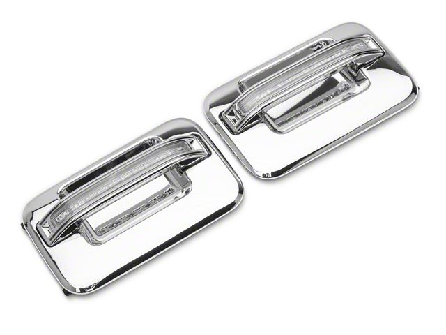 Rear Chome LED Door Handles; Red LED; Clear Lens (04-08 F-150 SuperCrew)