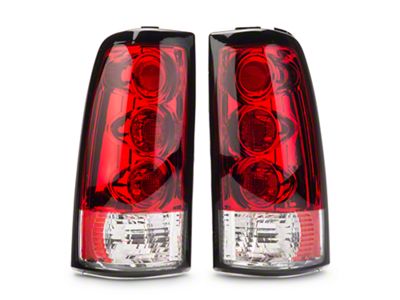 Euro Tail Lights; Chrome Housing; Red Lens (99-02 Silverado 1500 Fleetside)