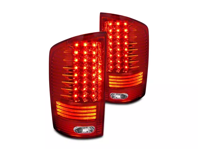 LED Tail Lights; Chrome Housing; Red Lens (02-06 RAM 1500)