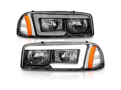 Raxiom Axial Series LED DRL Headlights; Black Housing; Clear Lens (99-06 Sierra 1500)