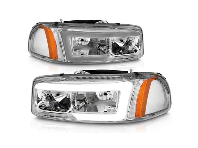 Raxiom Axial Series LED DRL Headlights; Chrome Housing; Clear Lens (99-06 Sierra 1500)