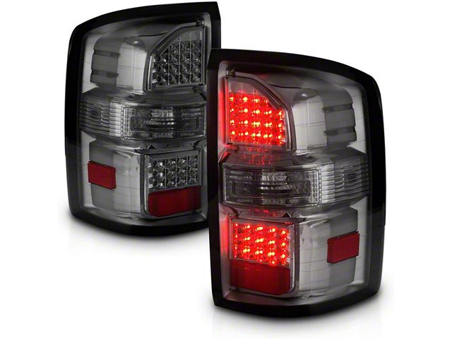 Raxiom Axial Series LED Tail Lights; Black Housing; Smoked Lens (14-18 Sierra 1500 w/ Factory Halogen Tail Lights)