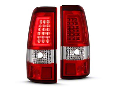 Raxiom Axial Series LED Tail Lights; Chrome Housing; Red/Clear Lens (03-06 Sierra 1500 Fleetside)