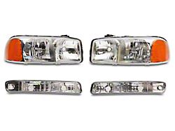 Raxiom Axial Series OEM Style Crystal Replacement Headlights; Chrome Housing; Clear Lens (99-06 Sierra 1500)