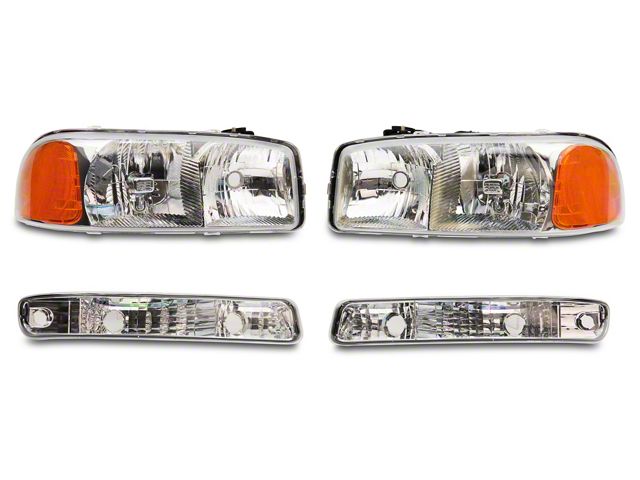 Raxiom Axial Series OEM Style Crystal Replacement Headlights; Chrome Housing; Clear Lens (99-06 Sierra 1500)