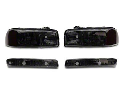 Raxiom Axial Series OEM Style Crystal Replacement Headlights; Chrome Housing; Smoked Lens (99-06 Sierra 1500)