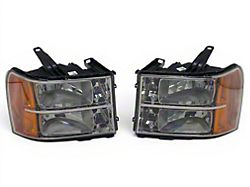 Raxiom Axial Series OEM Style Replacement Headlights; Chrome Housing; Smoked Lens (07-13 Sierra 1500)