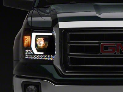 Raxiom Axial Series Projector Headlights; Black Housing; Clear Lens (14-15 Sierra 1500 w/ Factory Halogen Headlights)