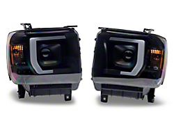 Raxiom Axial Series Projector Headlights; Black Housing; Clear Lens (14-15 Sierra 1500 w/ Factory Halogen Headlights)