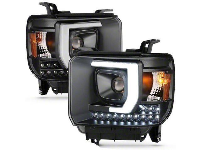 Raxiom Axial Series Projector Headlights; Black Housing; Clear Lens (15-16 Sierra 3500 HD w/ Factory Halogen Headlights)