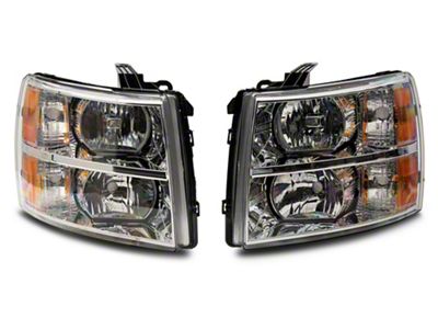 Raxiom Axial Series OEM Style Replacement Headlights; Chrome Housing; Clear Lens (07-14 Silverado 2500 HD)