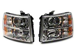 Raxiom Axial Series OEM Style Replacement Headlights; Chrome Housing; Clear Lens (07-14 Silverado 3500 HD)