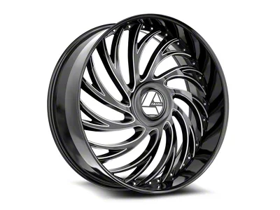 Azara AZX-101 Gloss Black and Milled 6-Lug Wheel; 30x9.5; 22mm Offset (99-06 Silverado 1500)