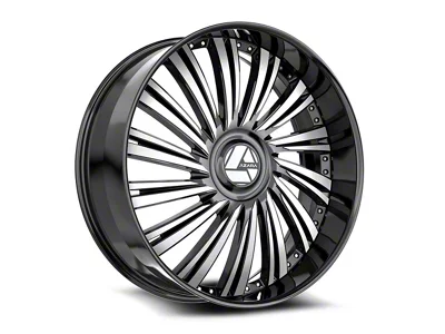 Azara AZX-102 Gloss Black and Machined 6-Lug Wheel; 30x9.5; 22mm Offset (14-18 Silverado 1500)