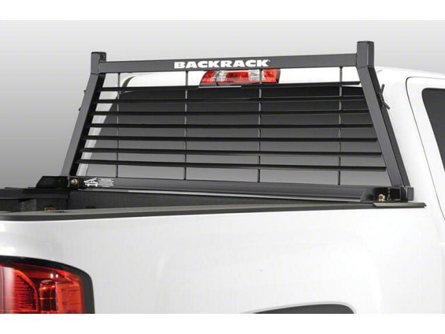 BackRack Louvered Headache Rack Frame with 31-Inch Wide Toolbox No Drill Installation Kit and Rear Bed Bar (07-14 Sierra 3500 HD)
