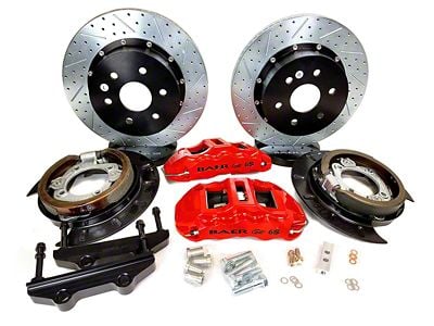Baer Extreme+ Rear Big Brake Kit with 15-Inch Rotors; Red Calipers (05-13 Sierra 1500 w/ Rear Drum Brakes)