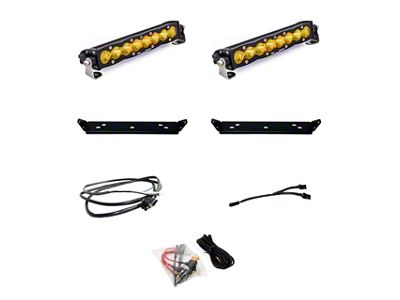 Baja Designs Dual S8 10-Inch Behind Grille Light Bar Kit; Amber (21-23 F-150 Raptor)