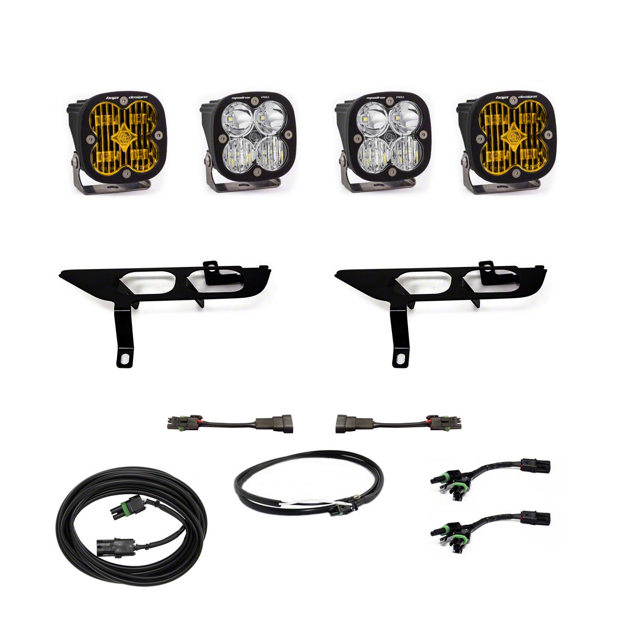 Baja Designs F150 Squadron SAE/Pro LED Fog Light Pocket Kit; Amber