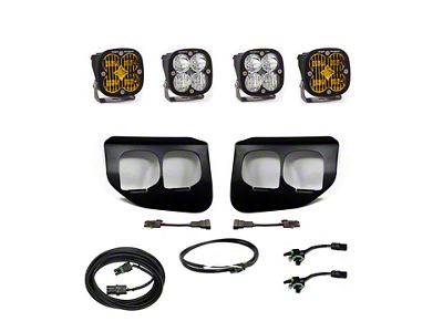 Baja Designs Squadron SAE/Pro Dual LED Fog Light Pocket Kit; Amber and Clear (20-22 F-350 Super Duty w/ Upfitter Switch)