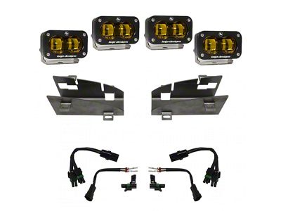 Baja Designs S2 SAE Dual LED Fog Light Pocket Kit; Amber (19-24 RAM 1500 Rebel, TRX)