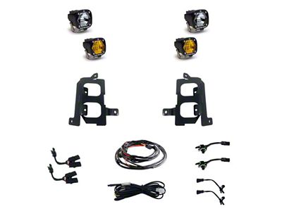 Baja Designs S1 Dual LED Fog Light Pocket Kit; Amber and Clear (20-23 Sierra 3500 HD)