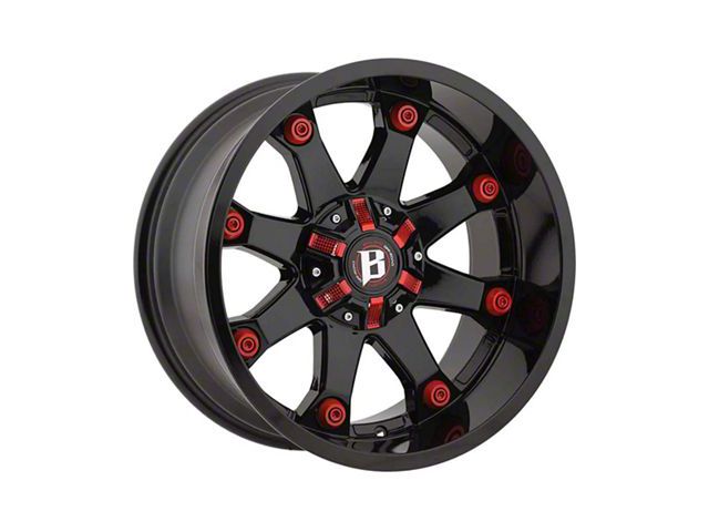 Ballistic Beast Gloss Black with Red Accents 5-Lug Wheel; 20x10; -24mm Offset (02-08 RAM 1500, Excluding Mega Cab)