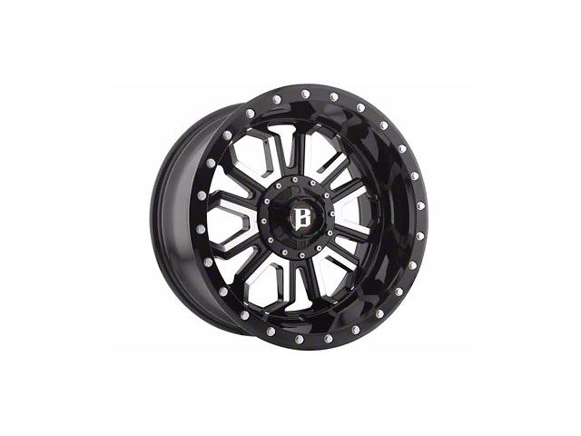 Ballistic Saber Gloss Black Machined 6-Lug Wheel; 20x9; 0mm Offset (07-13 Sierra 1500)