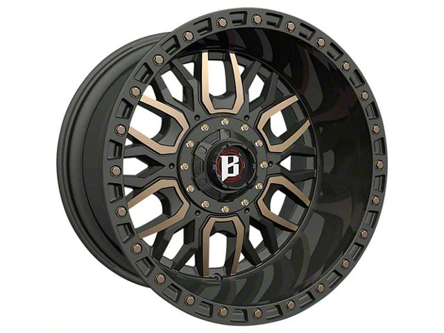 Ballistic Tomahawk Flat Black and Bronze 8-Lug Wheel; 20x10; -24mm Offset (17-22 F-250 Super Duty)